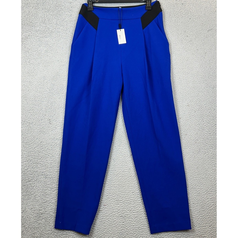 NEW Milly Origami Pants Women 6 Blue Black Pull On High Rise Tapered Made In USA